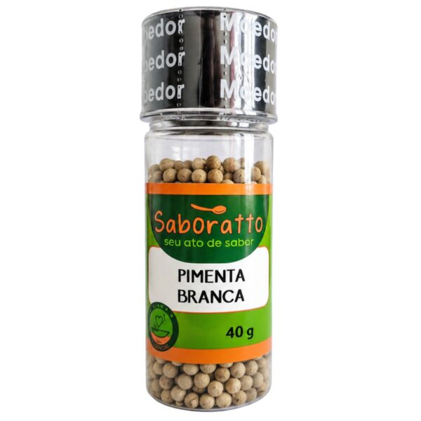 Pimenta branca com moedor 40g Saboratto essencias