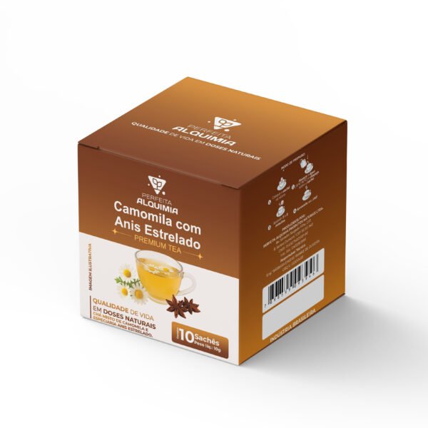 Cha em saches - camomila com anis estrelado 10x1g - Perfeita Alquimia