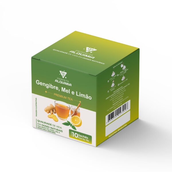 Cha em saches - gengibre, mel e limão 10x1g - Perfeita Alquimia