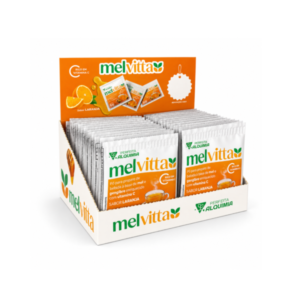 Melvitta - display 50 saches 5g - sabor laranja - perfeita alquimia